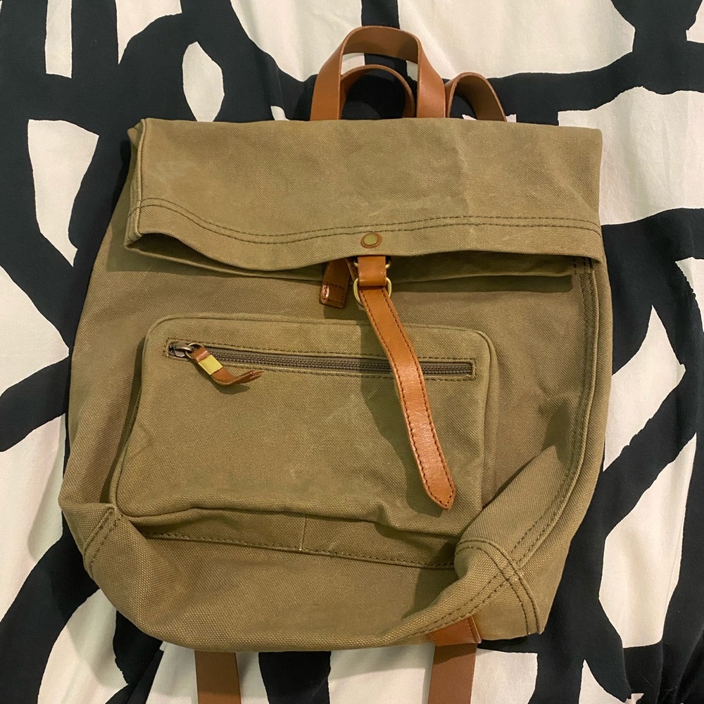 NWT Madewell Army Green Canvas Backpack